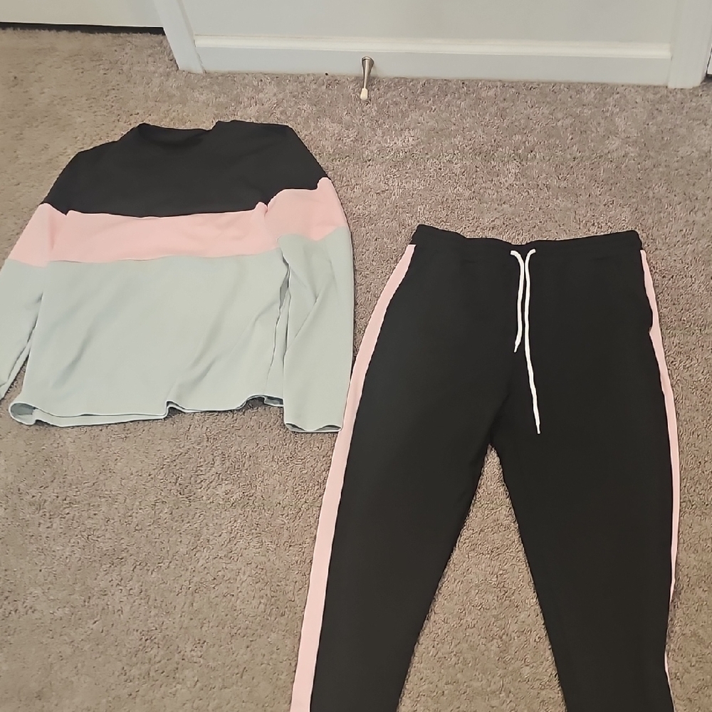 Black and Pink Tracksuit Set